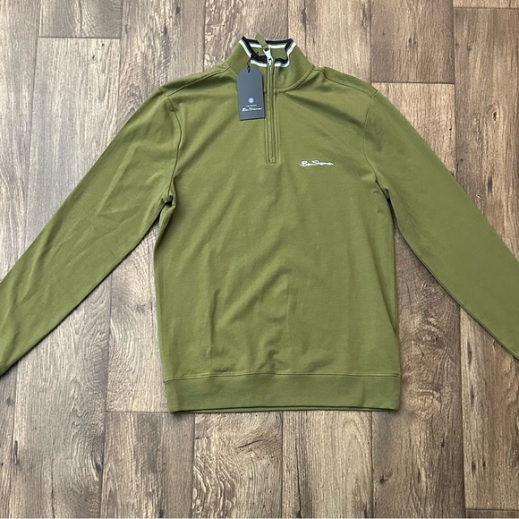 ben sherman cotton long sleeve sweater mens size S winter moss green - Picture 1 of 9